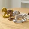 Hand-painted Wood Rocking Horse Figurine Vintage Miniature Rocking Horse Statue Home Office Living Room Desktop Decoration Ornament