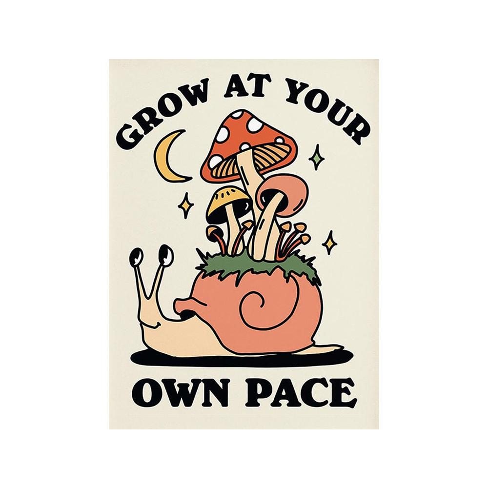 You're Definitely a Funny Poster with Retro Fungi from the '70s, Fancy Hippies, Ball, Dancing Frogs, Canvas, Painting, Wall Art Photography