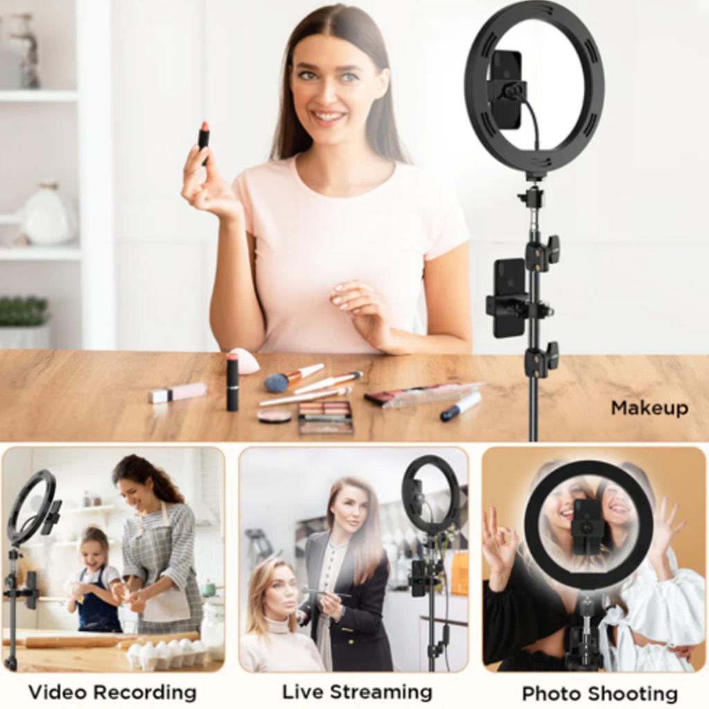 10,2" LED Selfie-Ringlicht mit Stativ und 2 Telefonhaltern Ringlicht