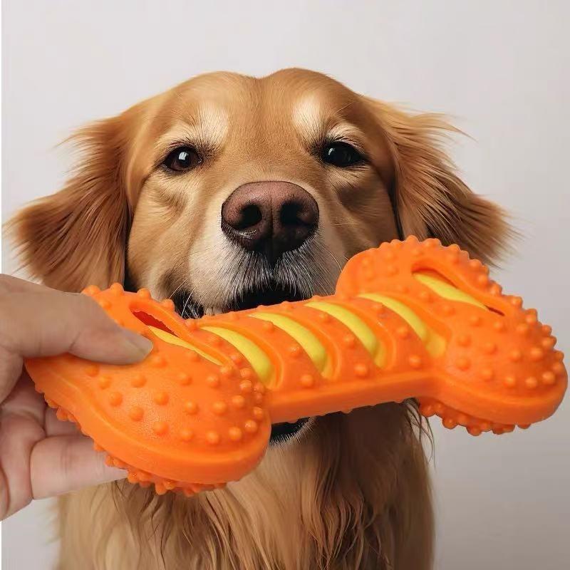

Pet Toys Dog Bites Sound Toys Grinding Teeth Rubber Bones Pet Self-Hi Interactive Dog Toys оранжевый