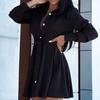 Turn-Down Collar Long Sleeve Women Dress Belt Solid Color Single Breasted Shirt Dress Female Clothing