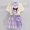 Kuromi Girls' Summer Cartoon JK Skirt Set - Short Sleeve Dress for Middle and Big Kids