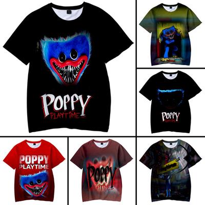 Poppy Playtime T-shirt Huggy Wuggy Horror Game Cartoon 3D Stampa ragazzo/ragazza O-Collo moda T Shirt Bambini Ragazzi Tees Tops Abbigliamento