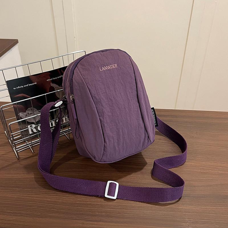 Bag Crossbody Simple With Solid Color And Letter Embroidery Design Daily For