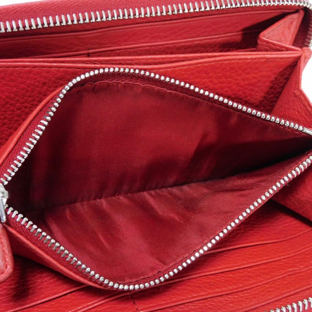 Used 11569 Vitello Phoenix Zip Around Wallet 1ML506 2E8V F001 7940 Red Zip Around Logo Metal Rosso Unisex from Japan