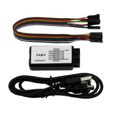 8 Channel 24MHz Sampling Rate USB Logics Analyzers Device with Ferrite Rings USB Cable for ARM FPGA M100 SCM