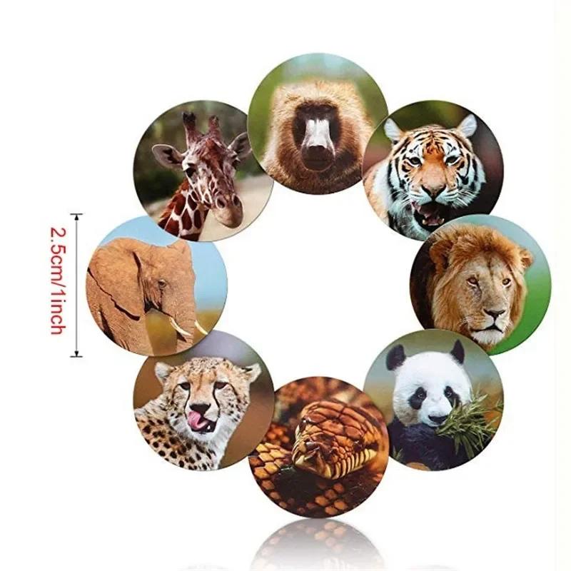 500 Pcs/roll Zoo Animals Cartoon Stickers for Kids Classic Toys School Teacher Reward Sticker Pattern Lion Sticker