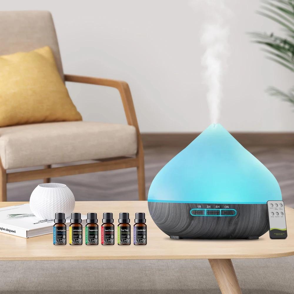 500ml Remote Control Aroma Diffuser, Humidifier & Mood Light with 6 Essential Oils