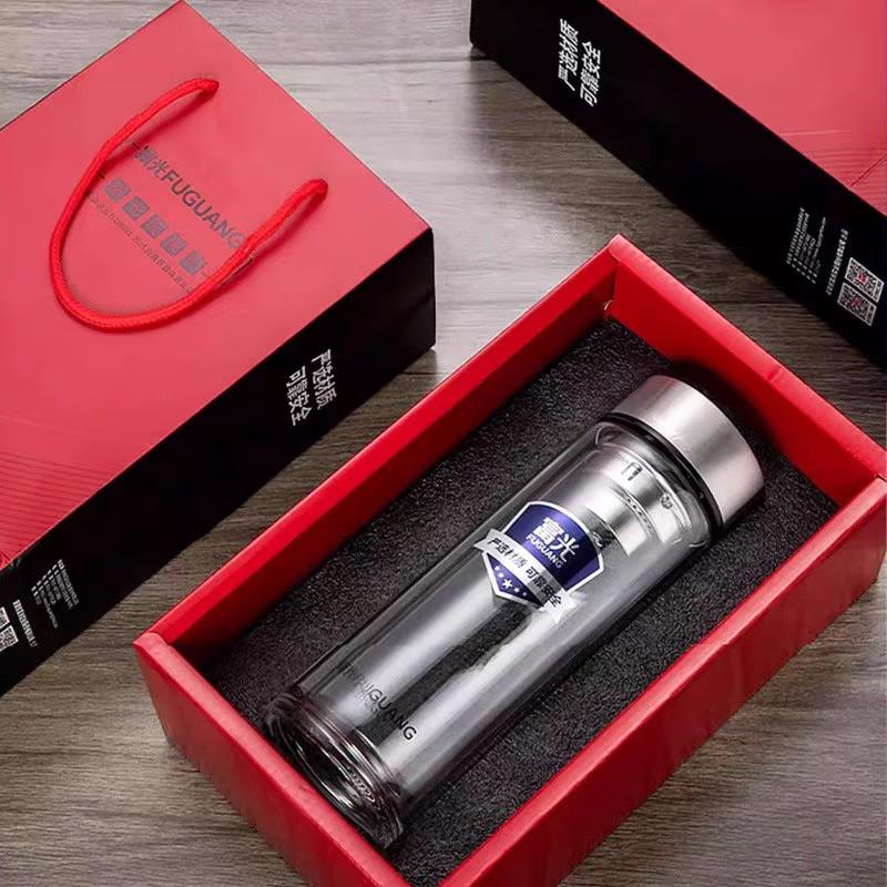 Fuguang Antibacterial Double-Layer Glass Cup
