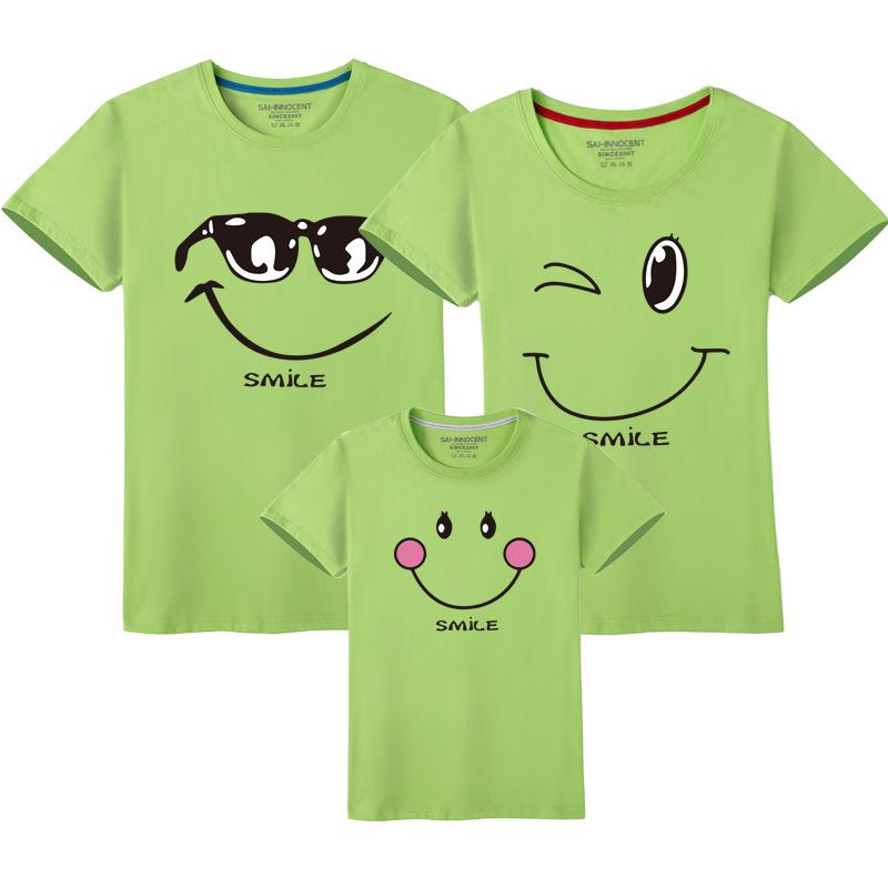 

Summer Family Matching T-Shirts: Fine Cotton Parent-Child and Couple Short-Sleeved Printed Tees. Baby 90cm