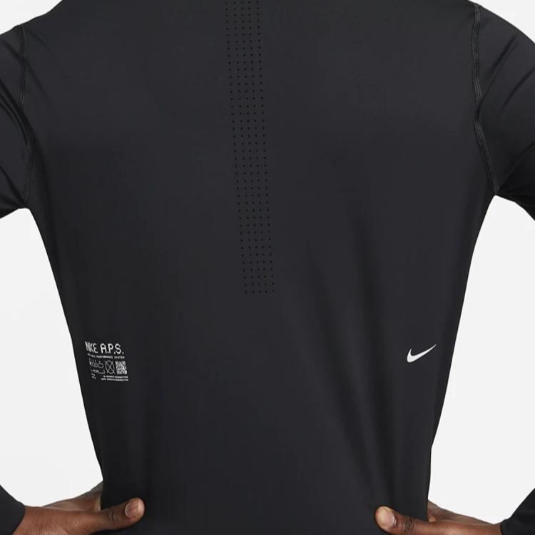 Nike Axis Performance System Logo Crew Neck Long Sleeve T-Shirt Men Tops Black DR1899-010