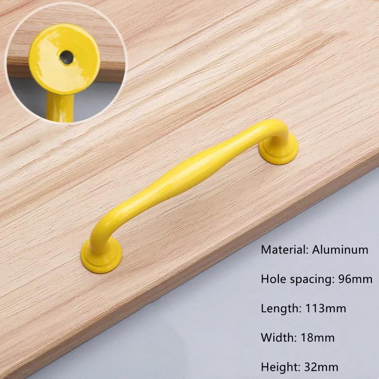 Modern Simple Aluminum Colorful Furniture Handles Children's Room Cabinet Door Handles Drawers Wardrobe Knobs Home Decoration