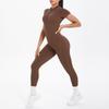 New Tight Fitting Backless Hollow Short Sleeved Pants Jumpsuit, Sports Running Fitness Jumpsuit, Yoga Suit