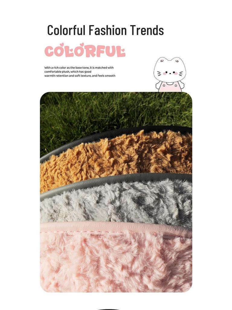 Women's Winter Plush Cartoon Car Seat Cushion - Warm Half-Wrap, Small Waist Design