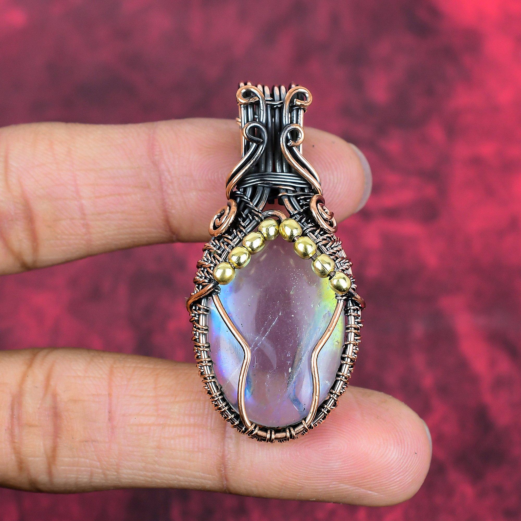 

Rainbow mystic opal pendant copper wire wrapped pendant gemstone copper jewelry handmade pendant gifts for women beautiful wire wrap jewelry