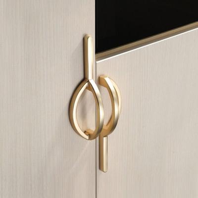 Unique Line Design Chinese Style Cabinet Handles Gold Extended Length Pulls  Shoe Cabinets