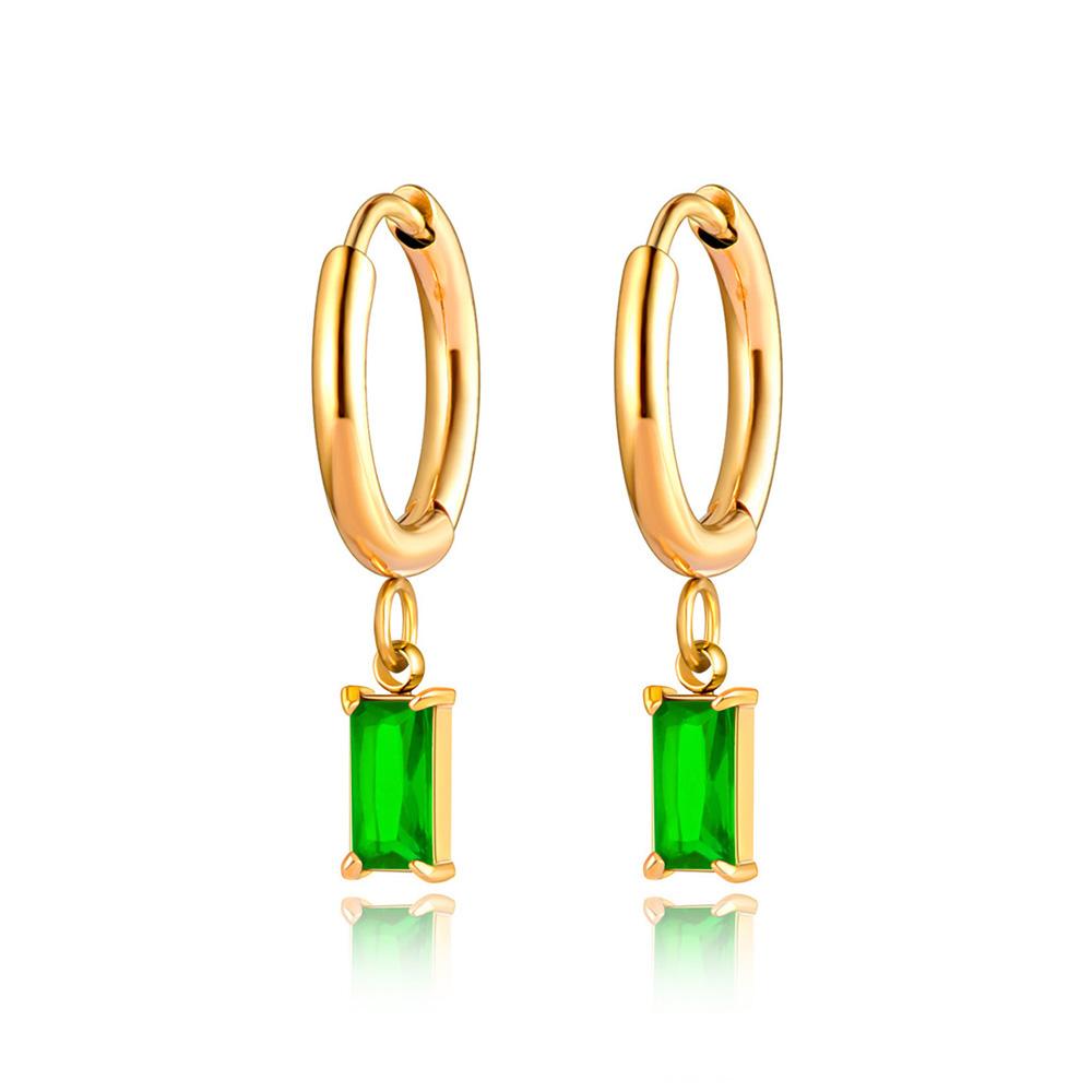 Lokaer Stainless Steel Geometric Square Hoop Earrings Sparkling Cubic Zirconia Crystal Earrings Jewelry For Women