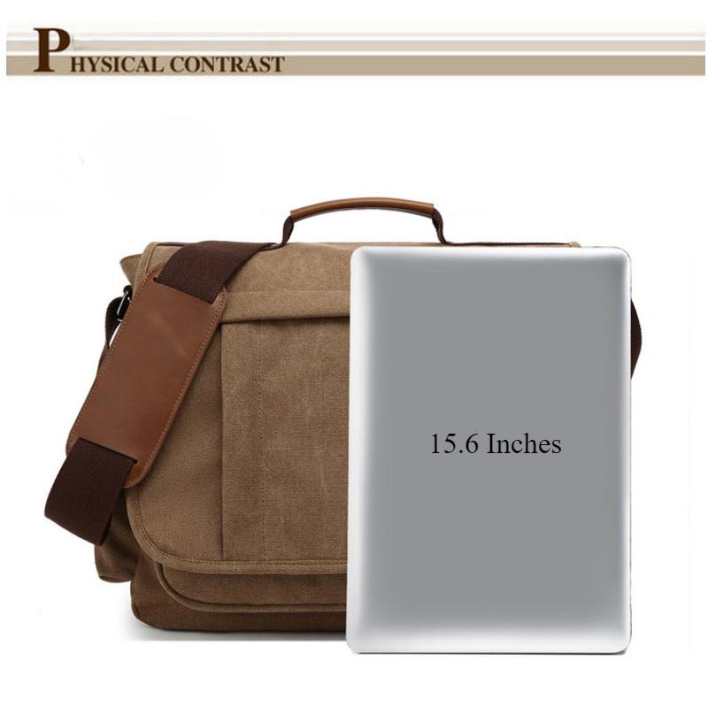 AUGUR Geantă clasică pentru bărbați, de culoare solidă, geantă retro din pânză de afaceri, care poate pune laptopul, geantă practică multifuncțională cu orificiu pentru căști