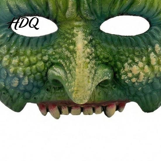 Breathable Reptile Roleplay Mask Halloween Green Lizard Mask, Realistic Textured Half-Face Mask,PU Foam Half Face Costume Accessory, for Parties