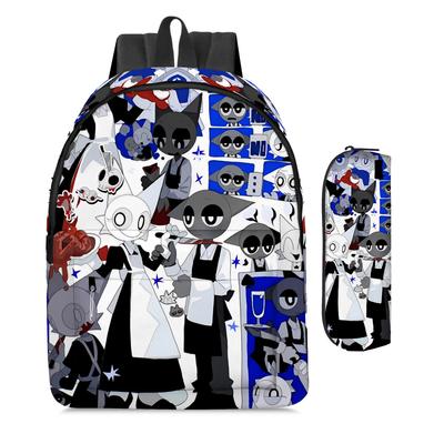 Rhythm Box-sprunki School Bag Elementary School Students Grades 4-5 Lightweight Large Capacity Ridge Protection Cartoon Anime Backpack