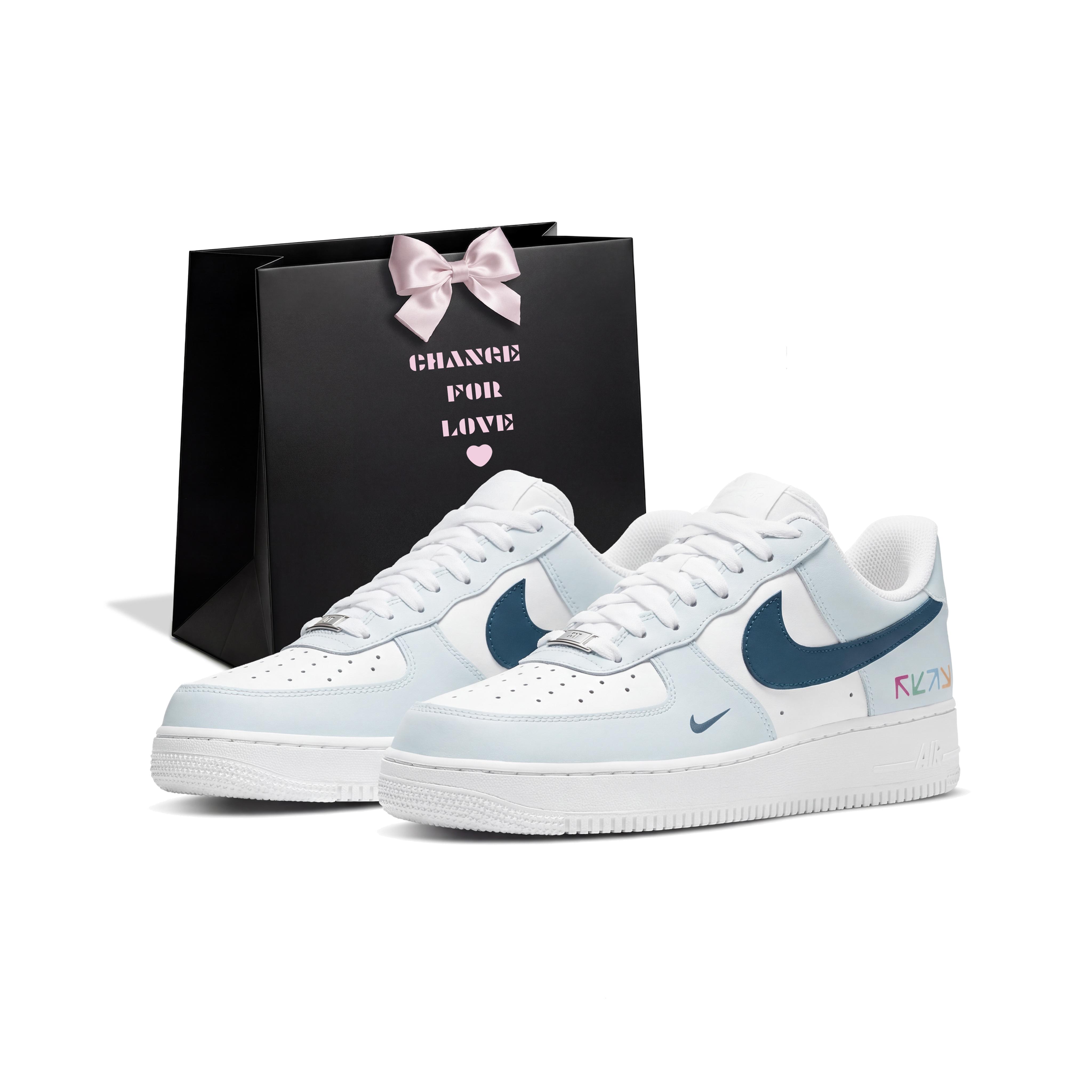

Nike Air Force 1 Shopping Bag, Couple s Slip Resistant Height Increasing Low top Skateboard Shoes Unisex Glacier Blue HV2511-100(Team2154-S-BOX) 40