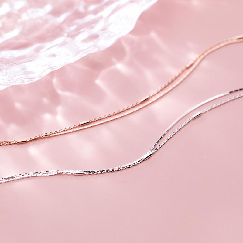 Modian 2 color Silver Bracelet for Women Fashion Geometric Double Layer Link Chain 925 Sterling Silver Korea Style Fine Jewelry