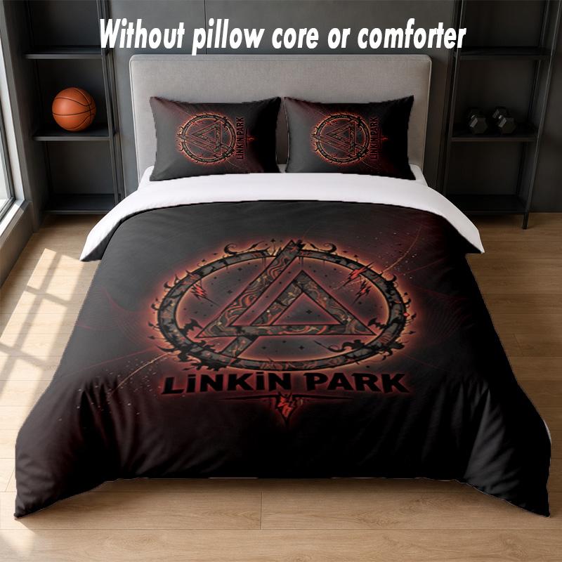 Linkin Park Design Bed Bedding Set 1 Duvet Cover + 2 Pillowcases Soft Breathable Household Bed Linens