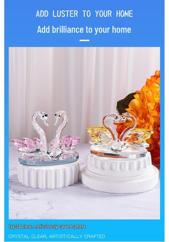 Decorazione Cigno in Cristallo per la Casa - Regalo Elegante per Coppie