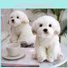 Adorable Cute Realistic Maltese Dog Plush Toy For Girls Birthday Gift Soft Cuddly Doll