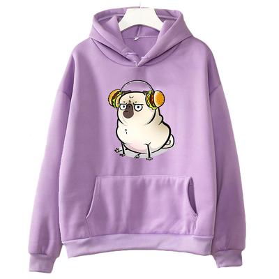 Pug Dog Anime Clothes Manga/Comic Hoody Harajuku Fashion Hoodie Female/Male Fleece Long-sleeved Winter Loose Pullovers Regular