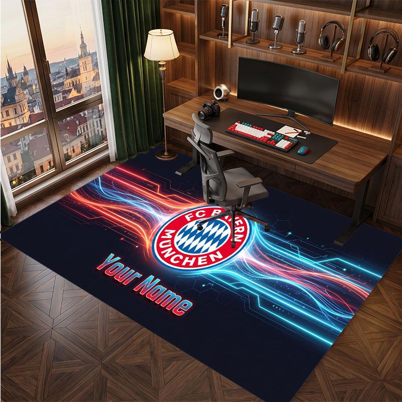 Tappeto in Cristallo di Velluto Personalizzato Bayern Monaco, Stampa Testo Nome Personalizzato, Logo Calcio Morbido Antiscivolo Tappetino per Pavimento Decorazione Casa Regalo