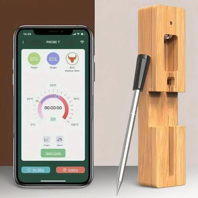 1PC New Mobile Phone APP Waterproof Meat Thermometer Kitchen Oven Food Barbecue Smart Bluetooth Wireless.