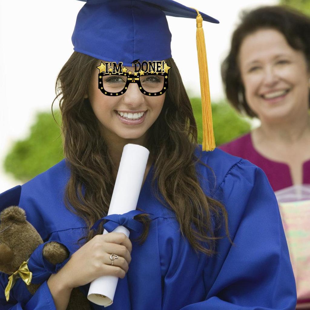 Pack Of 6 Black And Gold Graduation Glasses 2025 Glitter Eyeglasses For Photo Booth Props And Party Favors