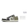 Air Jordan 1 Low Black Toe Medium Olive Men Sneakers Green White 553558-092