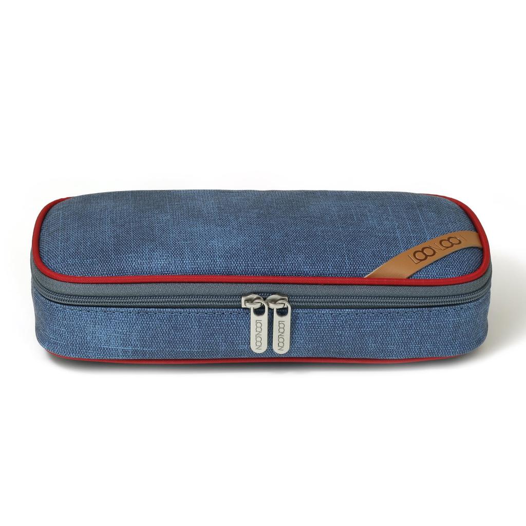 LOONLOON 672 Jeans Pencil Case Indigo Blue Large Capacity Stylish Denim Two-story Multi-functional