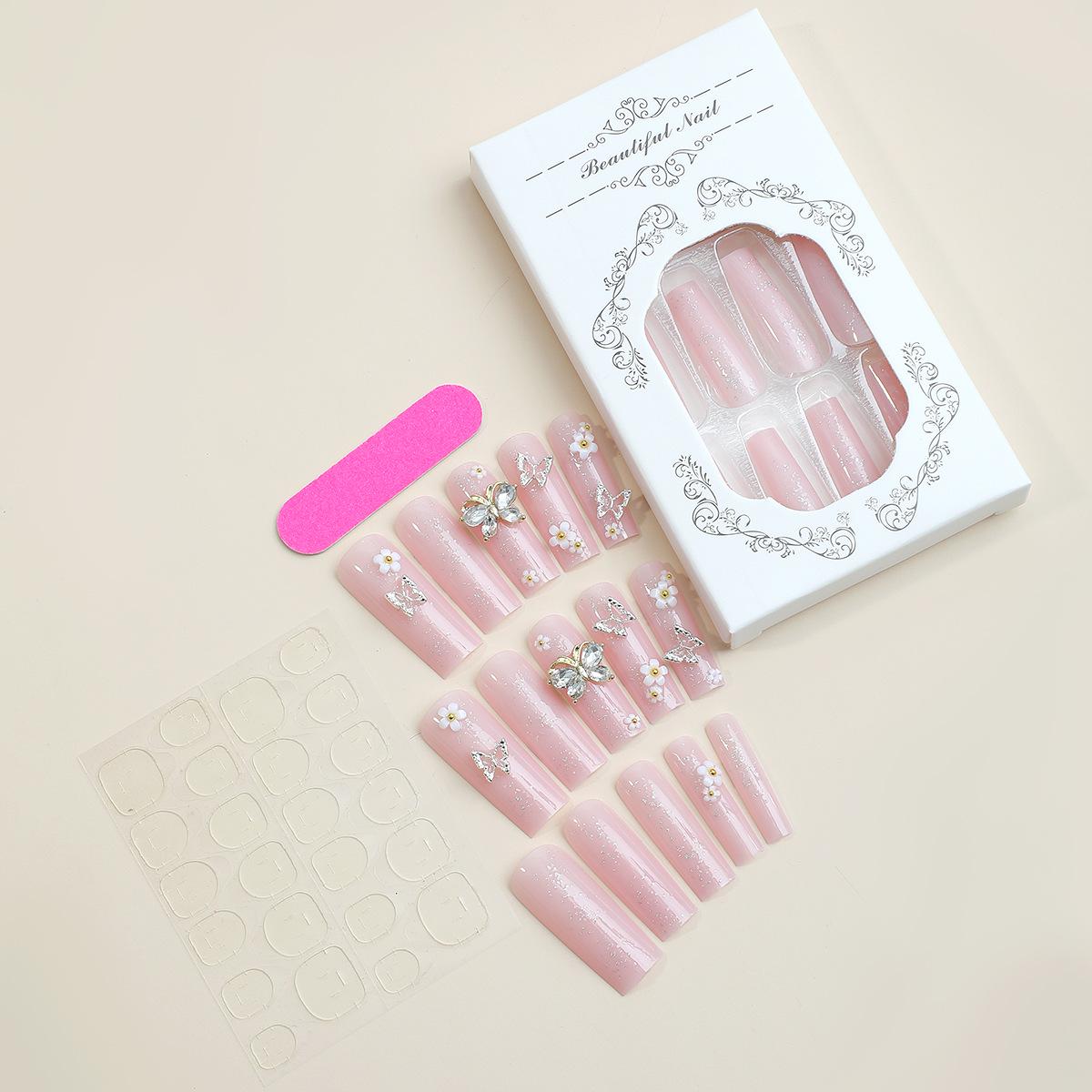 

Сладкий цветок очень длинные бриллиантовые серебристые типсы для ногтей-бабочек