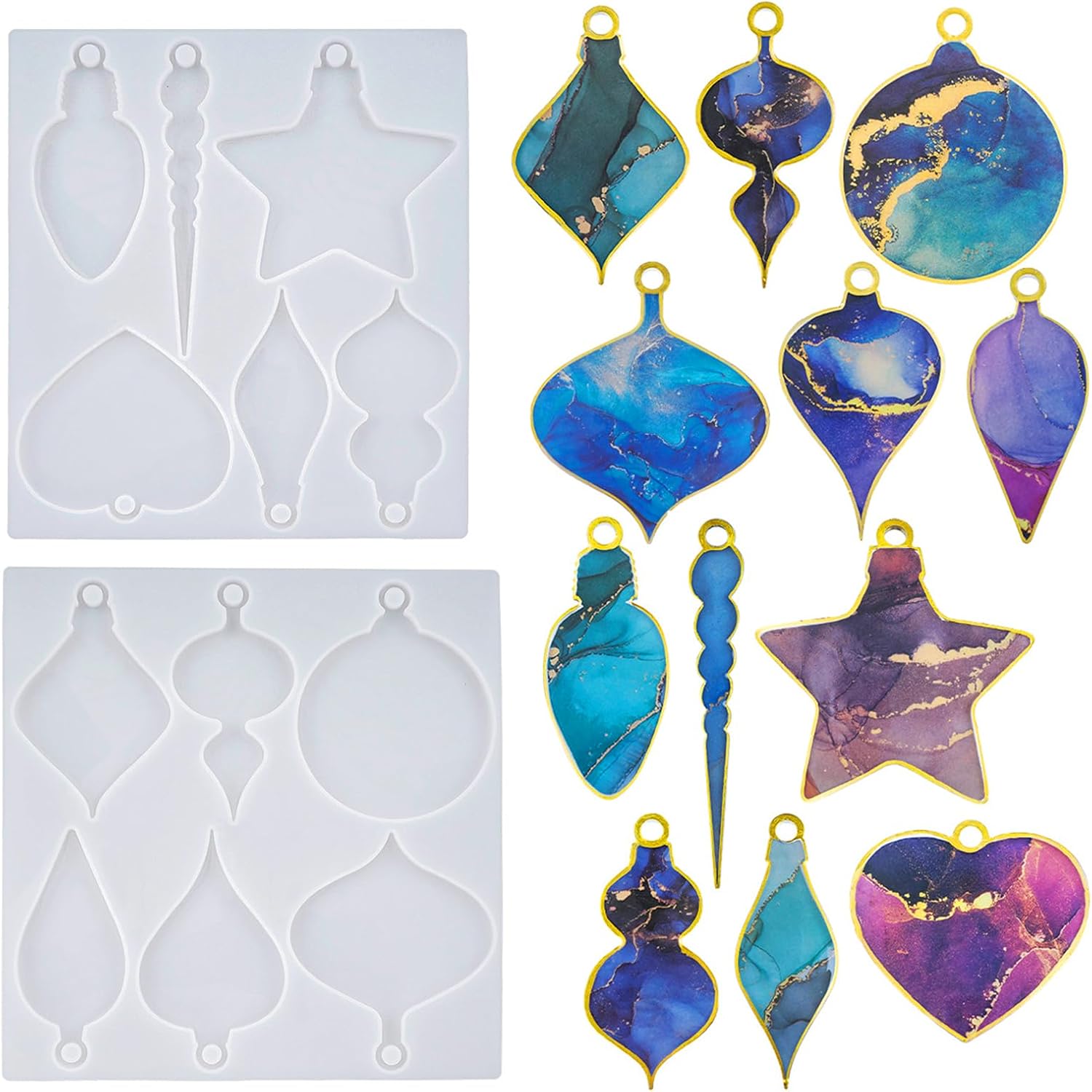 

Wehous 2PCS Christmas resin mold, Christmas pendant keychain silicone mold, epoxy resin casting Christmas ornaments mold, DIY белый