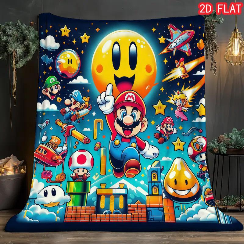 

Super Mario Bed Flannel Blanket Warm Soft Comfortable for Bedroom Dorm Guest Room THW 75x90cm