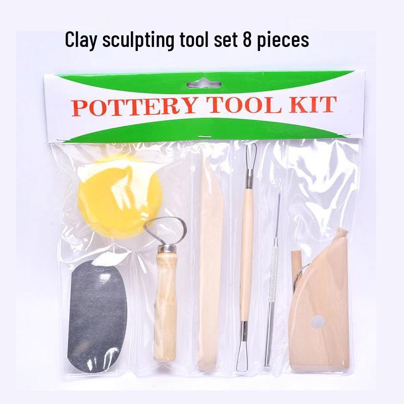 7-Piece Yellow Clay Sculpture Tool Set: Lightweight Pottery and Trimming Knives