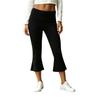 Women's Low Waist Folded Flared Capri Pants Stretchy Yoga Trousers Slim Fit Comfortable Casual Wear