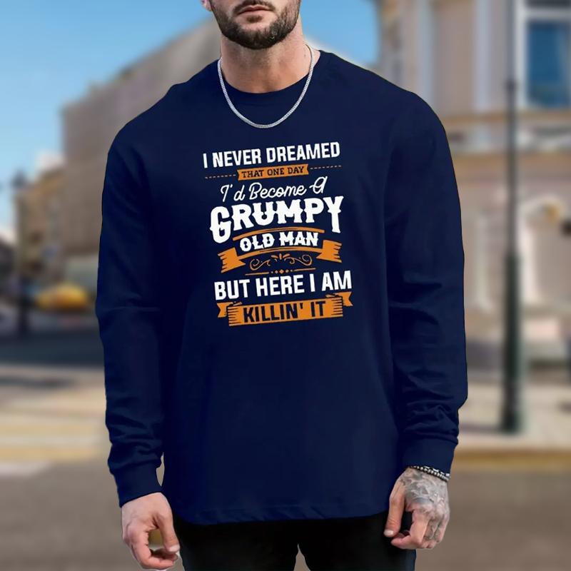 Ribbon Letter Splicing Print Men's Tshirts Long Sleeve Tees Round Neck Casual Pullover Men's Clothing Plus Size
