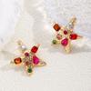 Fashion Versatile High End Personality Sea Star Inlaid Colored Imitation Diamond Design Earrings For Women