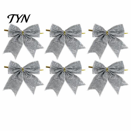 Luxury Style Christmas Tree Toppers Glitter Bow, Gold Sparkling Ribbon Hanging Ornament for Versatile Fabric Bows Parties Wreath Gift Box,