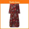 Elegantes Damen Vintage Lässiges Blumenmuster Lockeres Kleid Kaftan Langes Maxihemd Für Alle Anlässe
