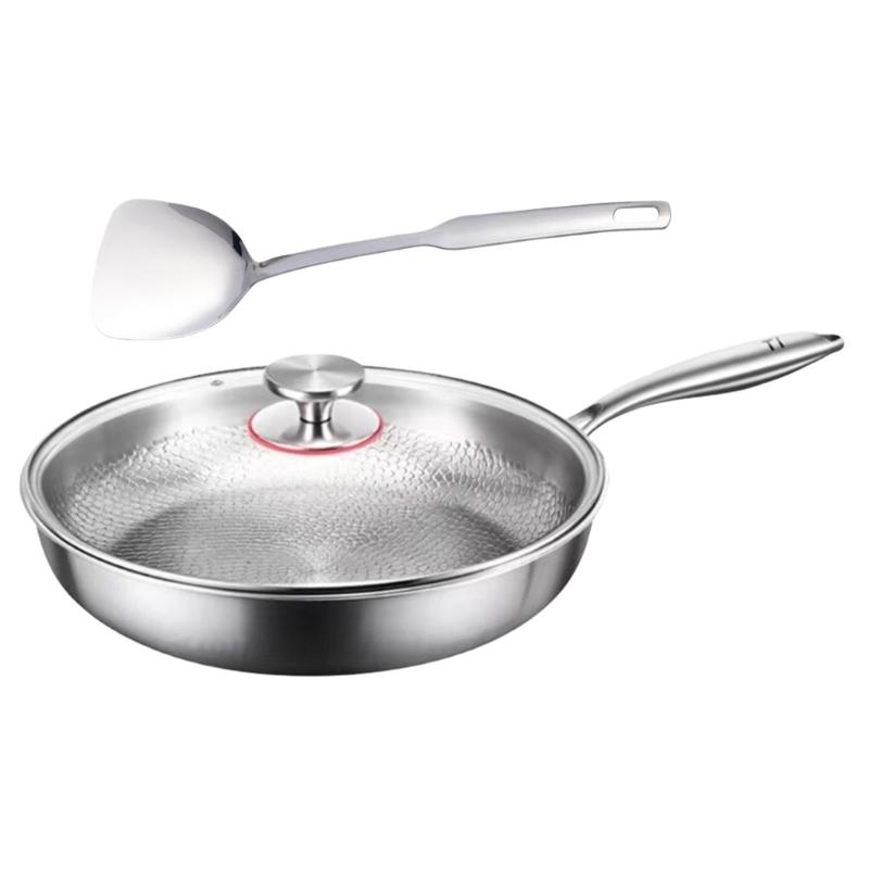 Titaniums Nonstick Frying Cooking Pan Set With Lid And Spatula Scratch Resistant Cookware For Multiple Stovetops