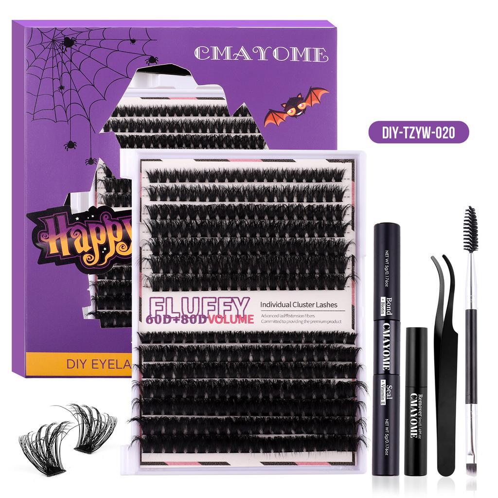 Hot Melt Single Cluster Diy Segmented Halloween Style Colored False Eyelashes Large Capacity Single Cluster False Eyelash Set