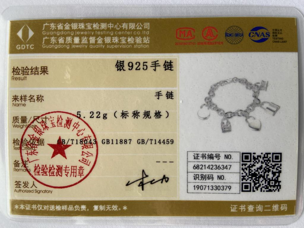 Pulsera colgante de moda de plata de ley 925 joyería de boda