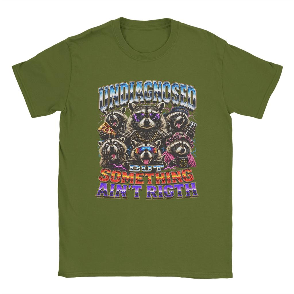Undiagnosed But Something Aint Right Group Raccoons Lightning T Shirt Summer Tshirts Cotton Tee For Unisex Shortsleeve Tees