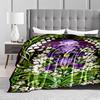 Floral Pattern Blanket with Purple Irises and Green Leaves Decor Blanket, Suitable for Use In the Bedroom, Living Room, On the Sofa