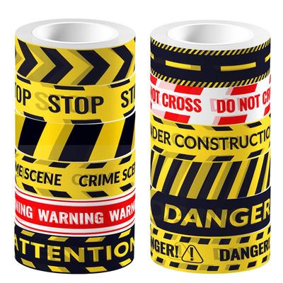 12 Rolls Caution Washi Tapes Construction Themed Slogan Yellow Red Black Self Adhesive Masking Tape for Diary Journal Gift